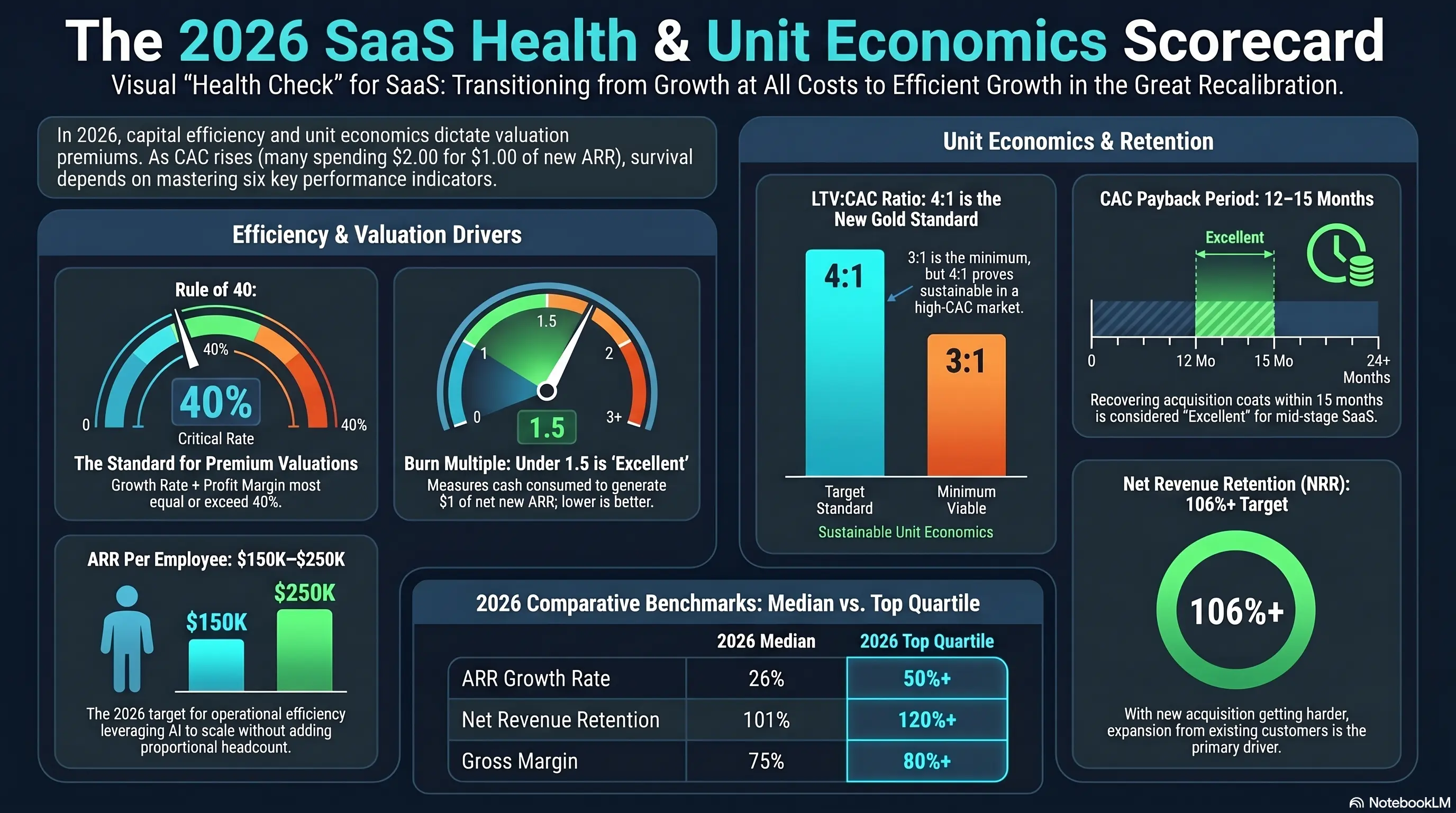 2026 SaaS health economics scorecard visual